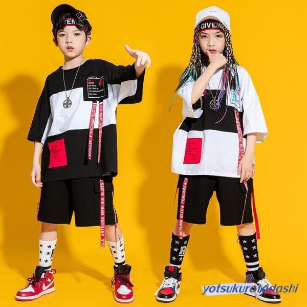 ダンス服装 体操服 JAZZ DANCE tシャツ スウェット キッズチアリーダー hiphop ヒップホップ 女の子 ステージ衣装 ダンスウェア 子供 応援団 運動会 甲子園 チアガール衣装 舞台演出服　おしゃれ　ストリート系　B系　K-...
