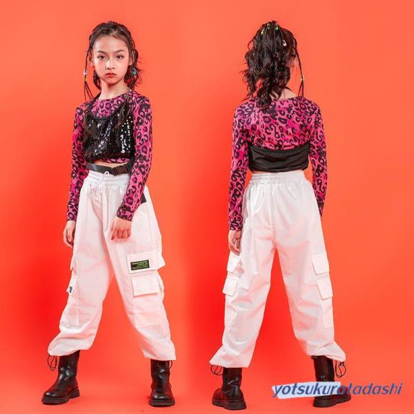 ダンス服装 体操服 JAZZ DANCE tシャツ スウェット キッズチアリーダー hiphop ヒップホップ 女の子 ステージ衣装 ダンスウェア 子供 応援団 運動会 甲子園 チアガール衣装 舞台演出服　おしゃれ　ストリート系　B系　K-...