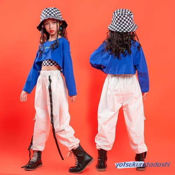 ダンス服装 体操服 JAZZ DANCE tシャツ スウェット キッズチアリーダー hiphop ヒップホップ 女の子 ステージ衣装 ダンスウェア 子供 応援団 運動会 甲子園 チアガール衣装 舞台演出服　おしゃれ　ストリート系　B系　K-...