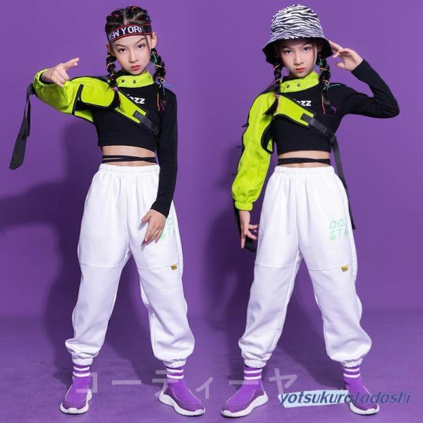 ダンス服装 体操服 JAZZ DANCE tシャツ スウェット キッズチアリーダー hiphop ヒップホップ 女の子 ステージ衣装 ダンスウェア 子供 応援団 運動会 甲子園 チアガール衣装 舞台演出服　おしゃれ　ストリート系　B系　K-...