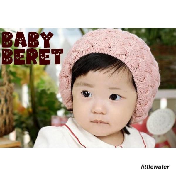 ファーのボンボン付きのベビー用ベレー帽【サイズについて】48cm【素材について】アクリル