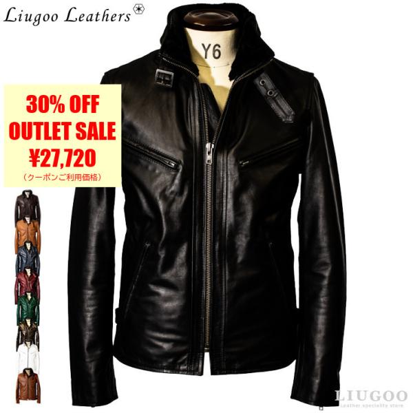 LiugooLeathers 革ジャン レザージャケット 着脱インナー XL Liugoo Leathers 本革 WING-NECK シングルライダースジャケット