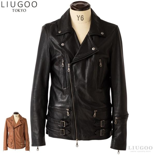 Liugoo Leathers LIUGOO 本革 プレミアムラム ダブルライダース