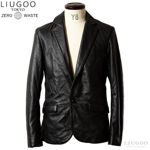 美品 LIUGOO TOKYO ラムレザー トラッカージャケット 黒 XL liugoo_n102916-02