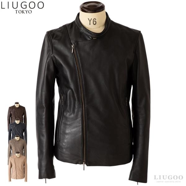 ダブルライダース本革ジャケット Liugoo Leathers LIUGOO 本革 キャスケード ダブルライダース