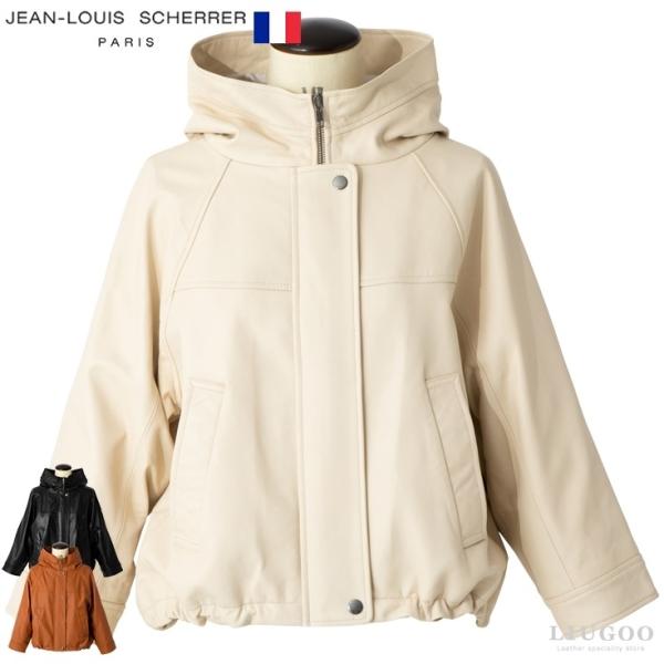 JEAN-LOUIS SCHERRER 本革 ラム羊革バルーンパーカー レディース