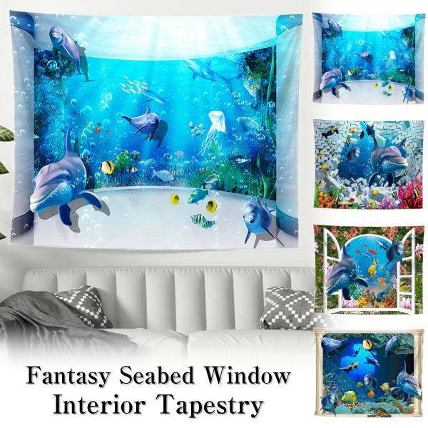 ●飾り付けるだけでお部屋の雰囲気をガラっと変える海底風景窓デザインのタペストリー●【サイズ】150×130cm　【素材】ポリエステル繊維●デザインを変えるだけで雰囲気の違うお部屋に。不要不急の外出自粛・ステイホーム生活の気分転換にいかがでし...