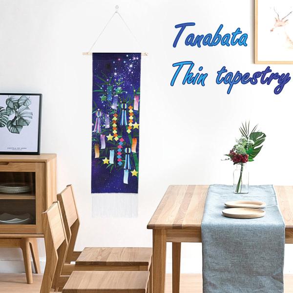 ●場所をとらず、収納もコンパクトな掛け軸タイプの七夕のお飾り細タペストリー●【サイズ】約100cm×約30cm　※詳細は画像参照　【素材】綿麻●デザインを変えるだけで雰囲気の違うお部屋に。不要不急の外出自粛・ステイホーム生活の気分転換にいか...