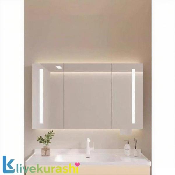 多機能壁掛けミラーキャビネット 防曇ミラーバスルームキャビネット浴室 鏡 スマートミラーキャビネット LED照明??ワンクリックデフォグ機能防水性と防湿性 無