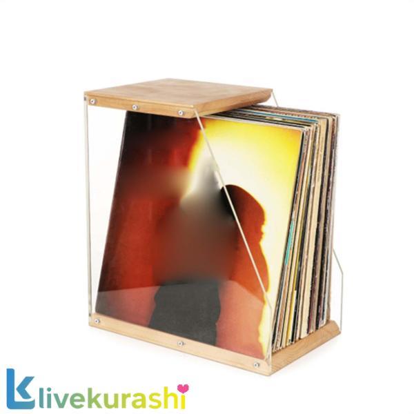 木製レコードラック アルバム デスクオーガナイザー 多機能ブック収納ボックス ソリッドウッドディスプレイラック 家庭用本 リビングルーム用