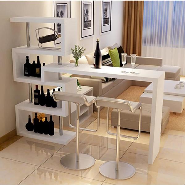 【商品サイズ(約)】バーテーブルの高さはすべて152.5cm、長さ140cm、幅30cm。（詳しい寸法は2枚目の画像をご覧ください）【材質】高密度木材。強くて丈夫、強い安定性。【収納機能】このテーブルには、本、ワイン、フィギュア、植物などを...