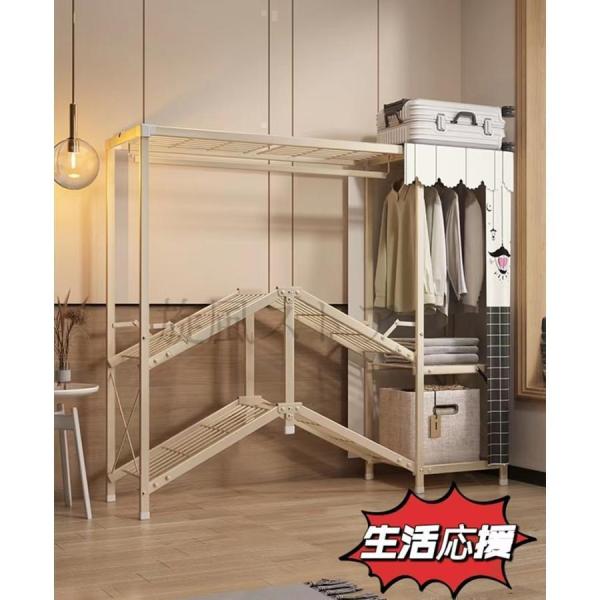 x衣類はもちろん、上段のスチール棚にはケース類やバッグ等、天井いっぱいまで空きを残さずたっぷり収納出来ます。x縦にも横にも伸縮するので設置場所を選びません。天井面の突っ張りパイプは前後それぞれ別に伸縮するので、下がり天井（梁）など、前後に段...