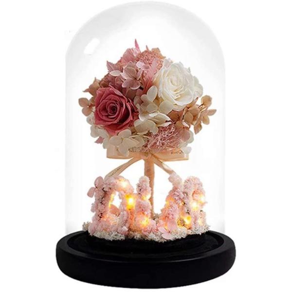 ガラスドーム入り高級プリザーブドフラワーギフト