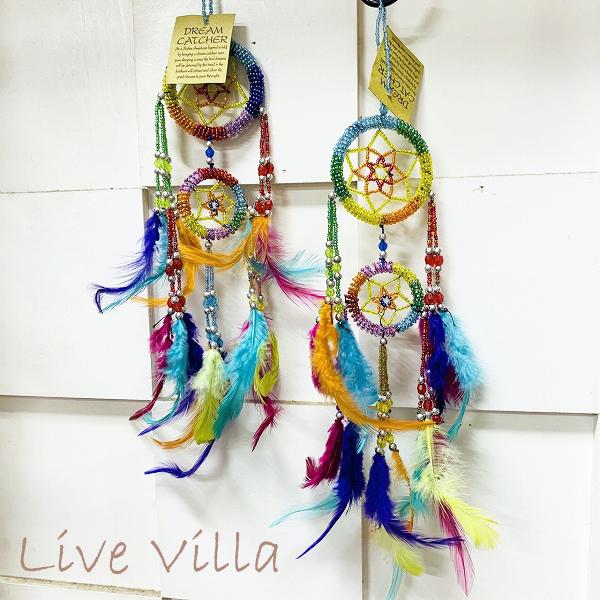 ドリームキャッチャー お守り 魔除け エスニック アジアン 雑貨 インテリア 車 羽 レインボー 虹 おしゃれ メール便可 アジアン雑貨ライブビラ 通販 Yahoo ショッピング
