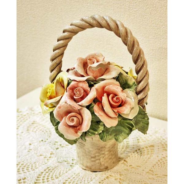 カポティモンテ　陶器　陶花　イタリア　35cm ハンドメイド　ビンテージ　職人技 カポティモンテ 陶器 陶花 イタリア 35cm ハンドメイド