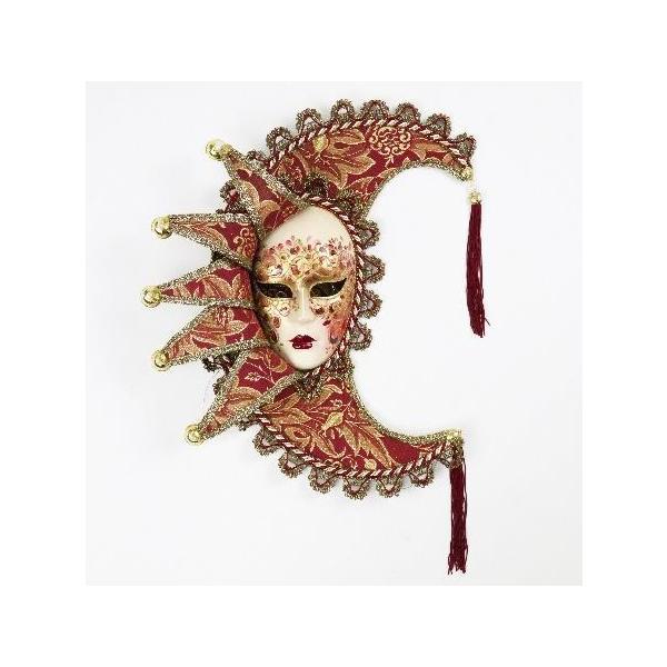 イタリア 壁飾り ベネチアンマスク 月 白 マスカレード 70c