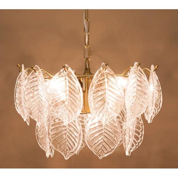 輸入家具 モダンガラスシャンデリア Leaves 5灯 ゴールド リーフ 照明