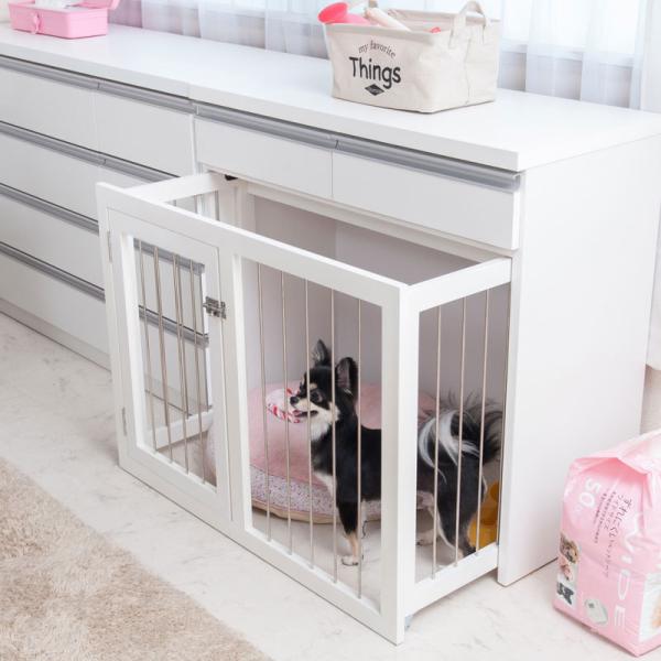 サダック‼️【近郊の方手渡し】日本製】犬用ケージ小型犬用 ホワイト ケージ 犬小屋 幅90cm 省スペース収納付き ゲート サークル 日本製