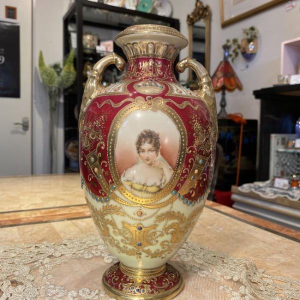 オールドノリタケ 金彩 エナメルジュール花瓶 オールドノリタケ 金彩 エナメルジュール花瓶