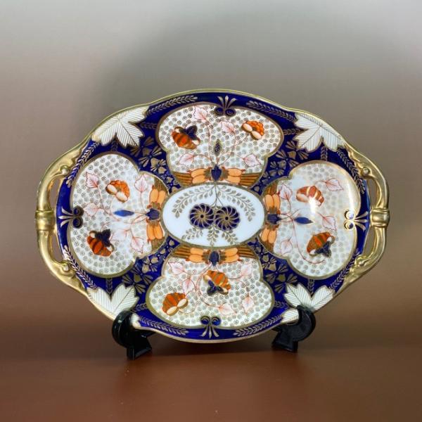 ノリタケ オールドノリタケ コバルト 金彩 花図紋 手付きプレート