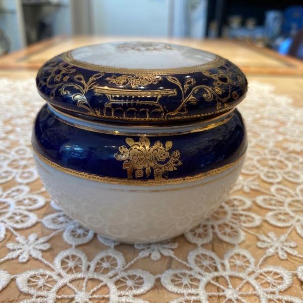 ノリタケ オールドノリタケ 金盛 コバルトブルー 小物入れ 蓋物