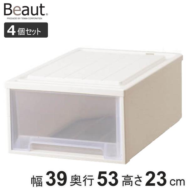 サイズ/約幅39×奥行53×高さ23cm引出内寸：約幅31.6×奥行47.7×高さ17.2cm重量/約2.2kg内容量/4個セット材質/ポリプロピレン生産国/日本製キャスター/なし（別売り）スタッキング/可能引き出し1段あたり耐荷重/約3....
