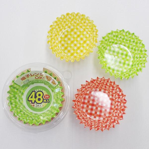 おかずカップ ウキウキおかずカップ9号 48枚 ３色 お弁当グッズ チェック柄 電子レンジ対応 リビングート Paypayモール店 通販 Paypayモール