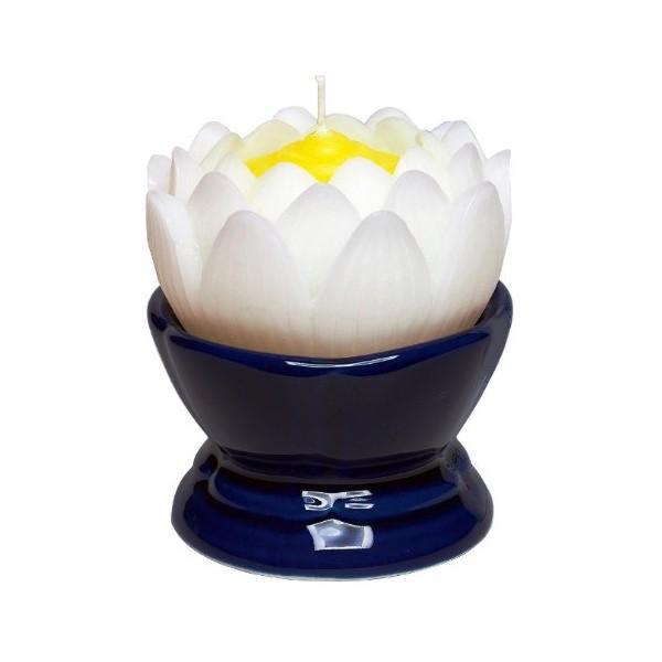 蓮の花 大 ホワイト 燭台付 ローソク ろうそく ロウソク ハス 仏具 進物 リビングート ヤフー店 通販 Yahoo ショッピング