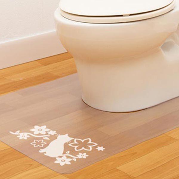 トイレマット 拭けるトイレマット 耳長 キャットフラワー ふける 汚れない 汚れにくい 奥まで 奥長 トイレ マット トイレタリー 透明 リビングート Paypayモール店 通販 Paypayモール