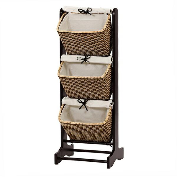 ラタン　アジアン　カゴ　3段 収納バスケット 3個組 ラタン 籐かご 内布付き アジアン GK907N3 爆買