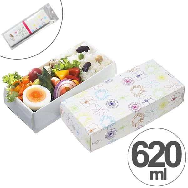 折り畳みランチボックス 一段 620ml フラワー バンド付 日本製 スリム