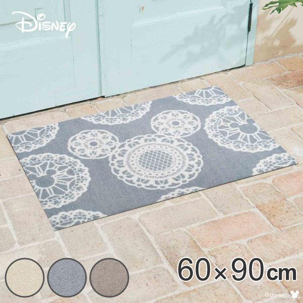 Disney 玄関マット 60×90cm 屋内屋外兼用 ミッキー レース