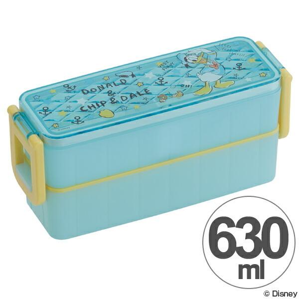 Disney お弁当箱 2段 ドナルド グラフィティ ダイヤカット 630ml 箸 