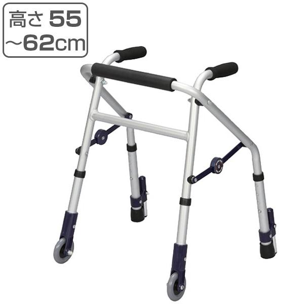 歩行器 アルミ製 前輪固定キャスター付 後脚スタンド式 固定型