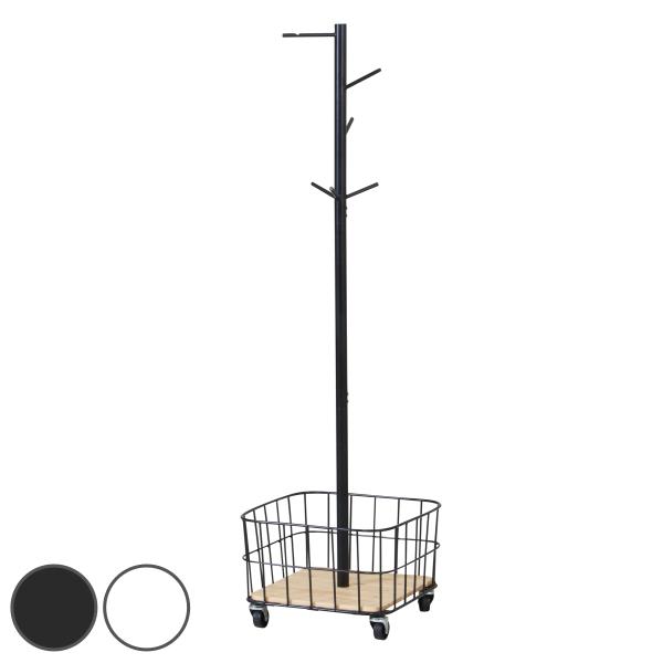 サイズ/約幅38×奥行38×高さ137.5cm内容量/1台材質/フレーム：スチール（粉体塗装）カゴ：スチールフレーム（粉体塗装）底板：天然木（パイン材）、塗装種類/ブラック、ホワイト生産国/中国製キャスター/付き組立状態/お客様組立品●ノス...