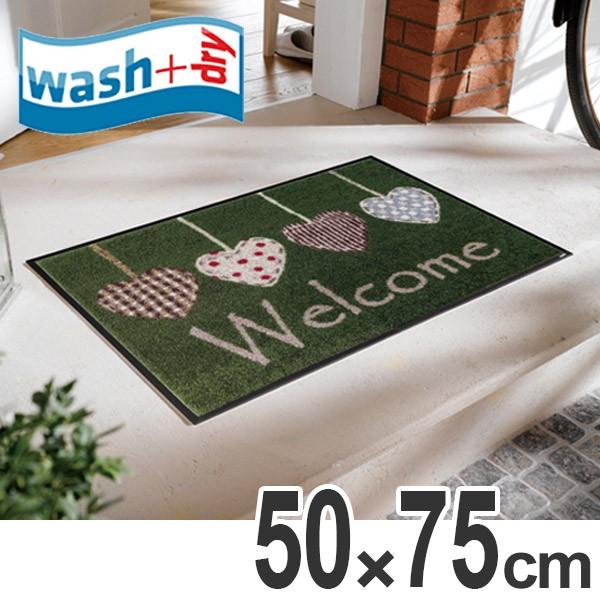 玄関マット wash+dry ウォッシュアンドドライ Cottage Hearts モス