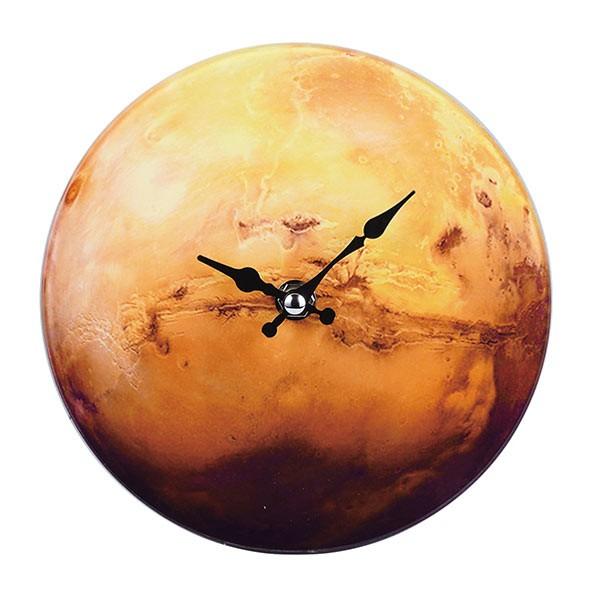 掛け時計 置き時計 卓上ガラス時計 ROUND 17cm Mars 火星2 （ アナログ