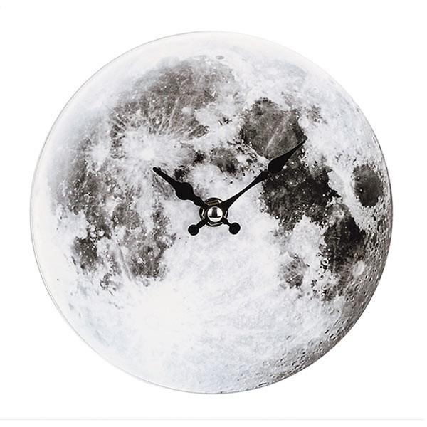 掛け時計 置き時計 卓上ガラス時計 ROUND 17cm Moon 月1 （ アナログ