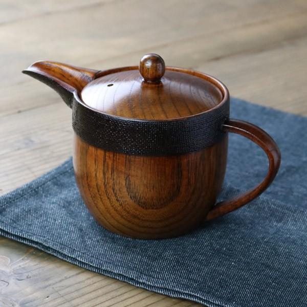 急須 布貼り 小 漆 木製 ティーポット 天然木 食器 （ 木製