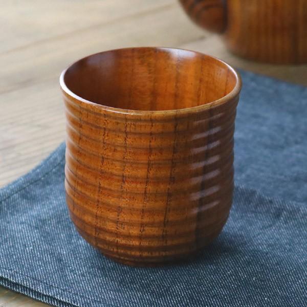 湯呑み 筋入り 160ml 漆 木製 コップ 天然木 食器 （ 木製コップ