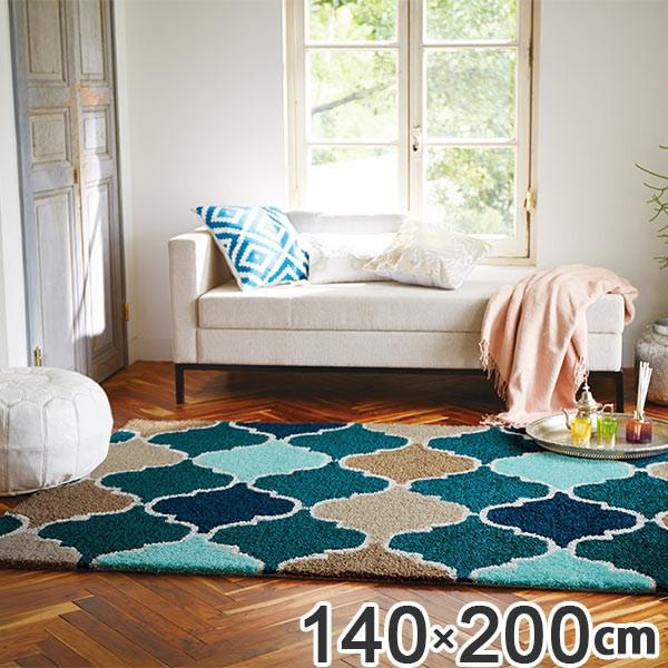 モロッカンラグ　140cm×200cm ラグ 約1.5畳 140×200cm 防ダニ 防炎 床暖 ホットカーペット対応