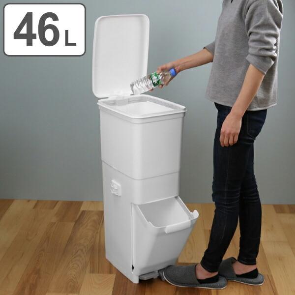 ゴミ箱 ふた付き 分別 ツインペダルペール ネオカラー 2段 46L 幅28.5