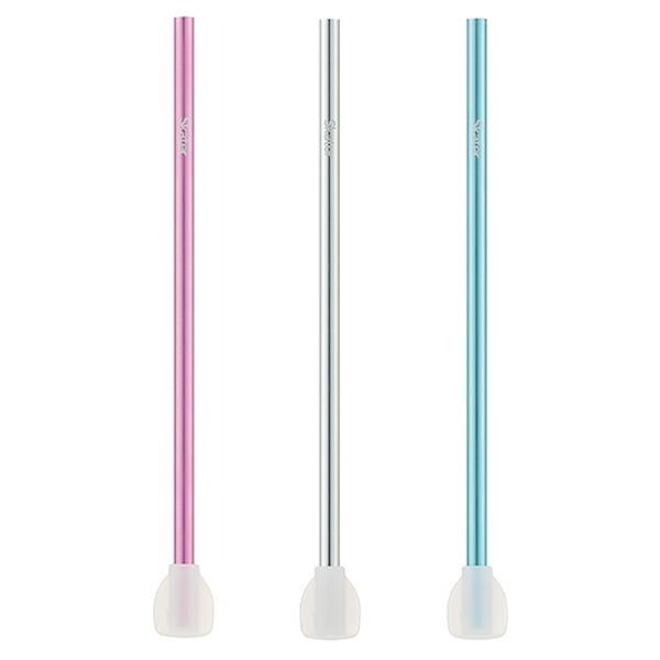 ストロー 24cm 直径0.8cm アルミ製 スプーン付 （ マドラー ヘラ エコ