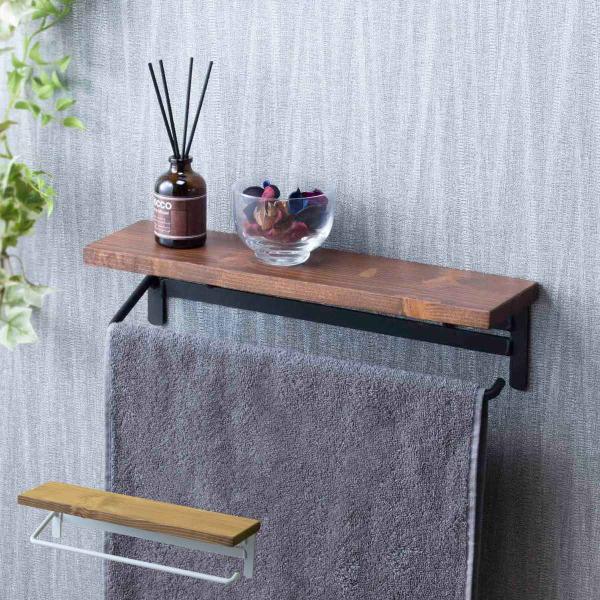 木製ラダー型ラック ダークブラウン タオル掛