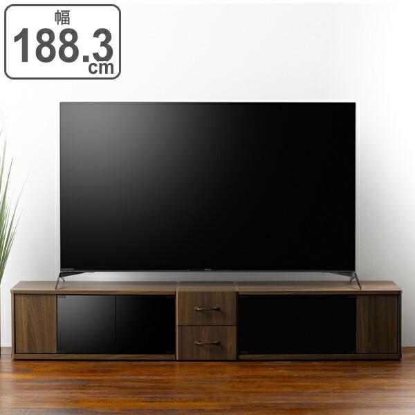 テレビ台 ローボード ウォールナット調 ブラックガラス Nect 約幅188cm