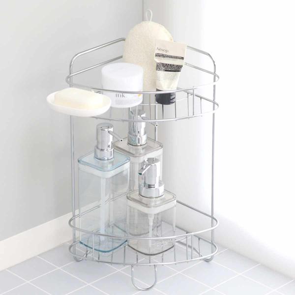 サイズ/約幅26.5×奥行20.5×高さ39cm重量/約765g内容量/1個材質/本体：鉄石けん皿：ポリプロピレン（耐熱温度100度）保護キャップ：塩化ビニル樹脂クロムめっき＋クリアエポキシ樹脂塗装生産国/中国製耐荷重/上段：1ｋｇ下段：2...