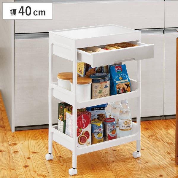 サイズ/約幅40×奥行25.5×高さ68.5cm棚1・2段目：約幅37×奥行22×高さ23cm引き出し：約幅34×奥行22×高さ5.5cm天板部：約幅36×奥行21.5×高さ3.2cm内容量/1台材質/ポリプロピレン生産国/マレーシア製耐荷...