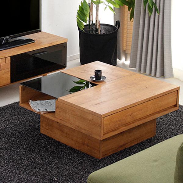 東馬（Tohma） ローテーブル エスニック調 リビングテーブル 引出し付