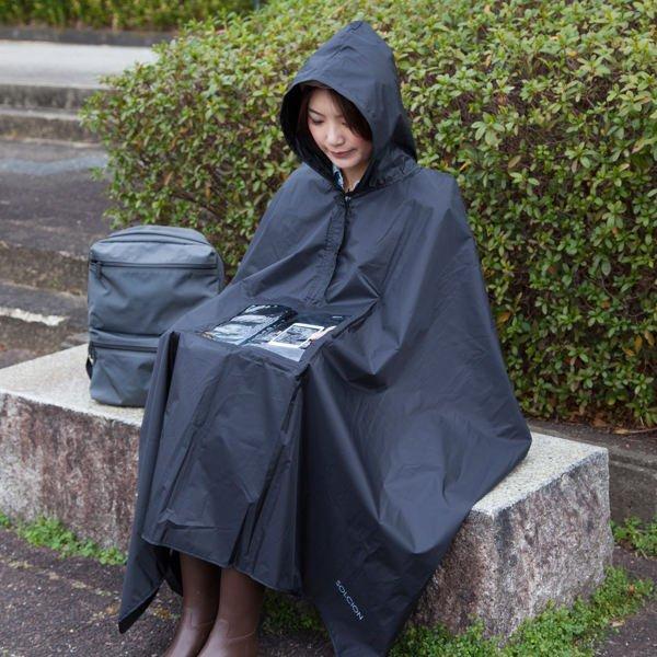 イケックス工業 レインコート レインポンチョ 窓付き 雨具 ブラック  