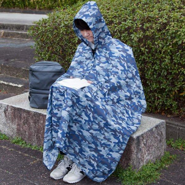 イケックス工業 レインコート レインポンチョ 窓付き 雨具 カモフラ 